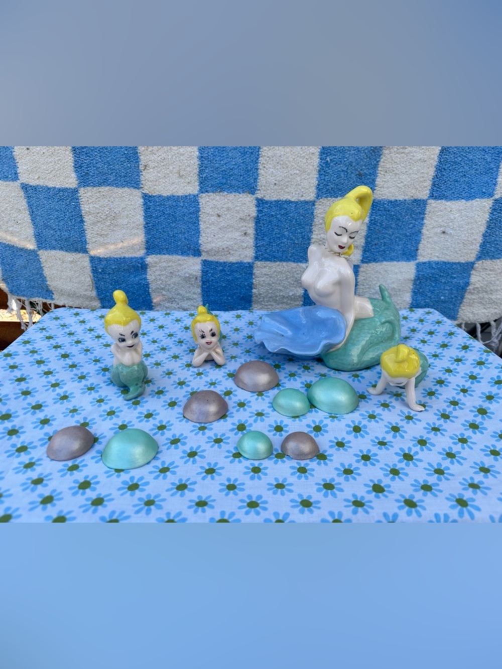 Rare 1970s mermaid bathroom set (12 pieces total)